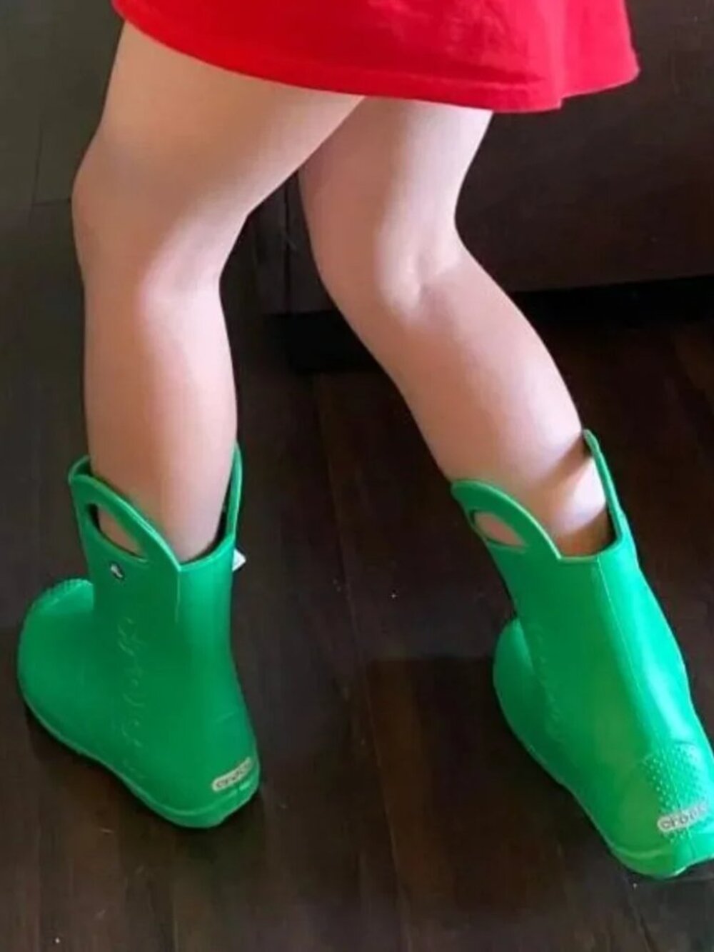 Crocs Boys' Grass Green Handle It Rubber Mid-Calf Outdoor Rain Boots Size J3
